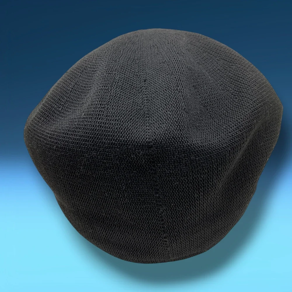 Vintage Black Knit Flat Newsboy Cap Sz M Hip Hop Cabbie Classic W&M Headwear